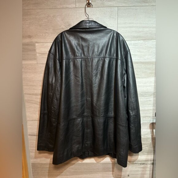 Black Leather button down oversized Shacket coat men’sXXL - Hailey Bieber inspo - Picture 7 of 10